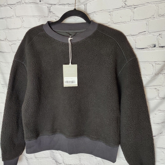 Everlane Womens The ReNew Fleece Oversized Crew Sweatshirt Black XS - Picture 3 of 6